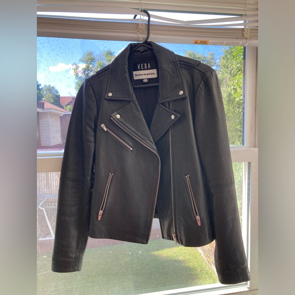 Reformation Veda Bad Leather Moto Jacket S